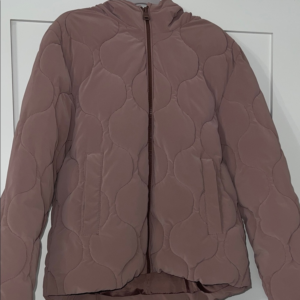 Zara Women's Quilted Puffer Jacket - Mauve